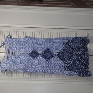 Maria Gabrielle- Large, blue and white sleeveless dress. Beautiful design